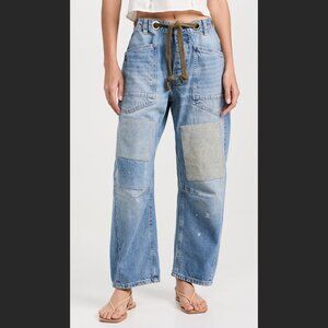 Free People Moxie Pull-On Barrel Jeans in Truest Blue - Size 29